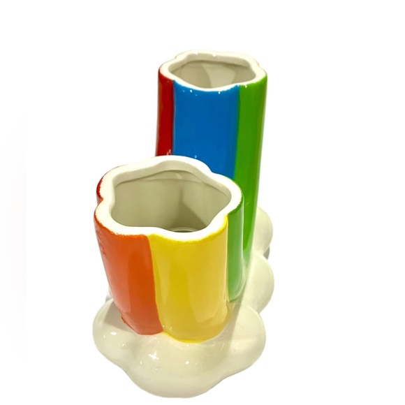 U Shape Rainbow Modern Vase Clouds Planter Ceramic Double Vase - Picture 6 of 8